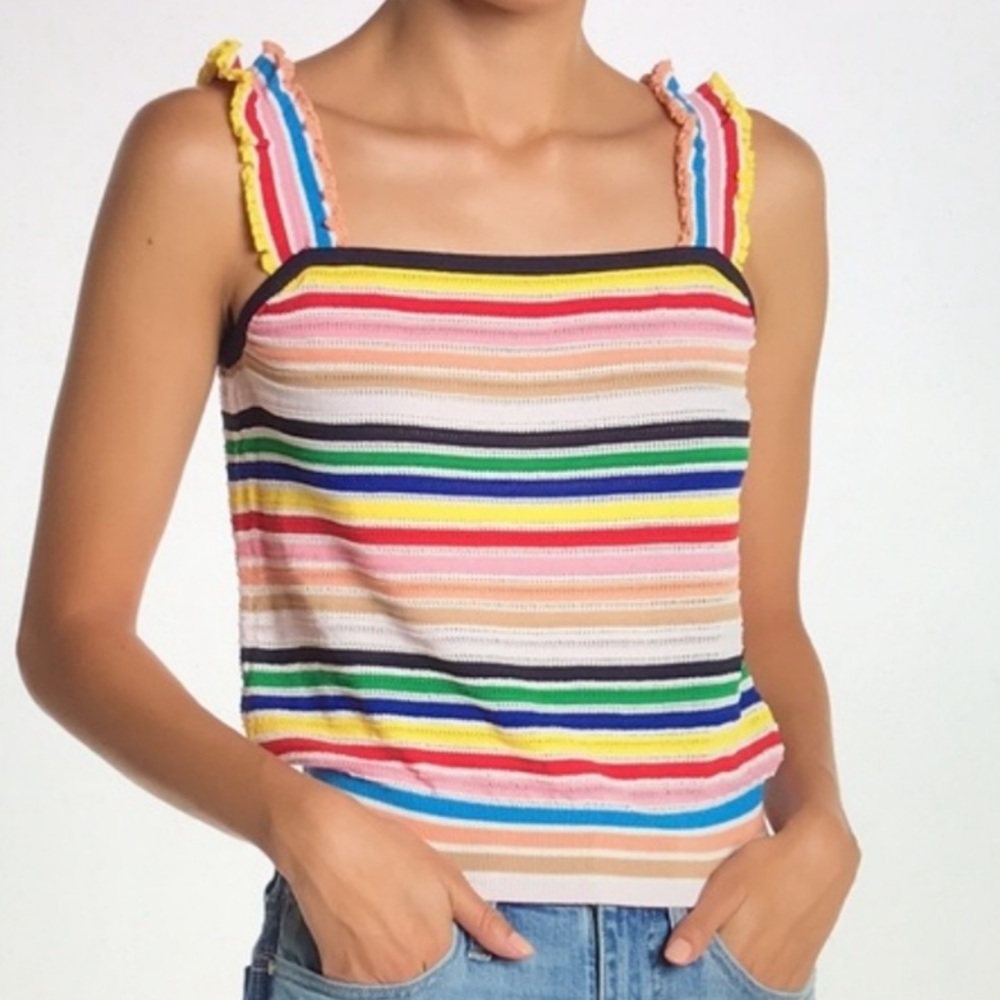 J. Crew Rainbow Knit Tank with Ruffled Sleeve